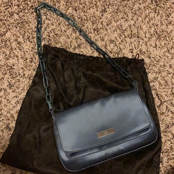 Gucci Parisian Blue Satin Chain Mini Bag - Picture 1 of 7